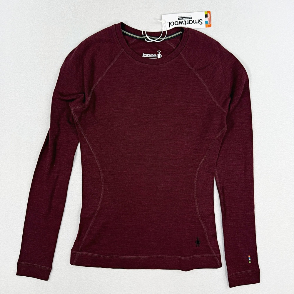 Smartwool Classic Thermal Merino Wool Baselayer Top Size S Womens Dark Red NEW - Picture 1 of 9